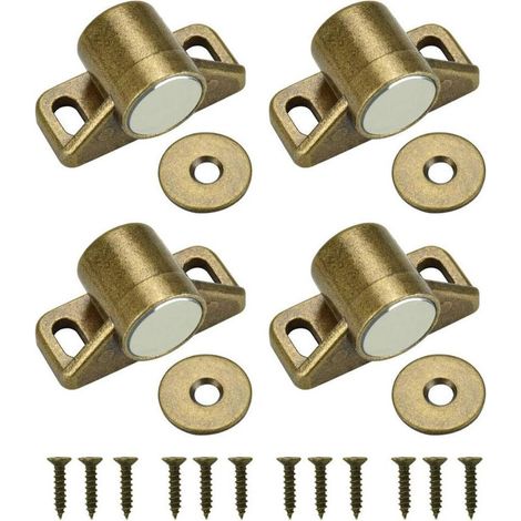 Set mit 4 magnetischen Schranktürschlössern inklusive 4 Unterlegscheiben und 12 Schrauben, magnetischer Verschluss für Möbel, Schränke und Kommoden, OUYLAF