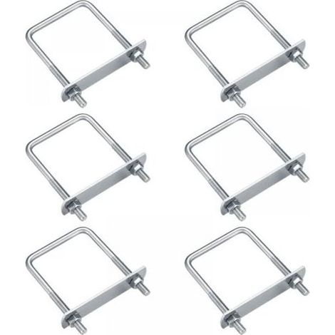6 Pieces U Bolts, M6 U-Bolts, Stainless Steel U Bolts with Nut Plates Washer, Clamping Bolts Fastener for Pipe Fixing (Right Angle 70x35mm) (1/2)