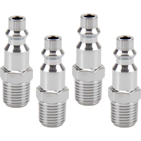Quick Connect Air Fitting, 4 Pieces 1/4" American Male Quick Connect Fitting, American Air Compressor Nozzle for Compressed Air and Compressor Hose Fitting, Pneumatic Fitting (1/5)