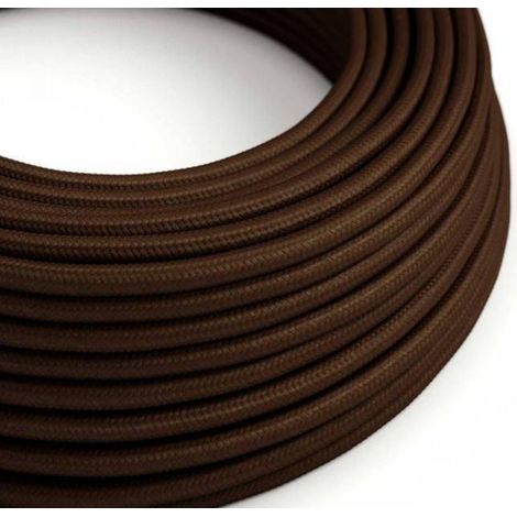 Creative-cables italia cavo elettrico rotondo rivestito in tessuto effetto seta 3x0,75 marrone xz3rm13
