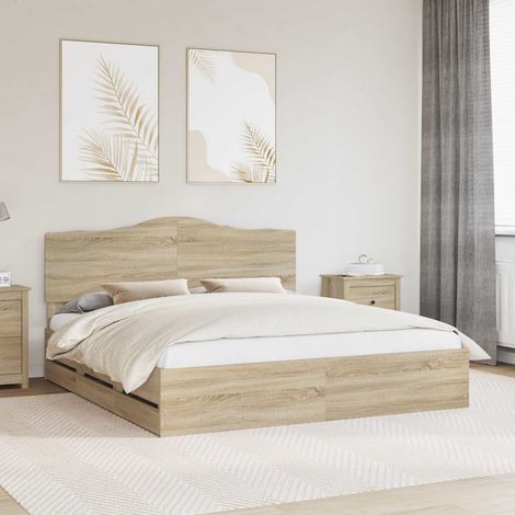 Teenpull – Bettrahmen Sonoma-Eiche 200 x 200 cm Ingenieurs Holz (1/5)