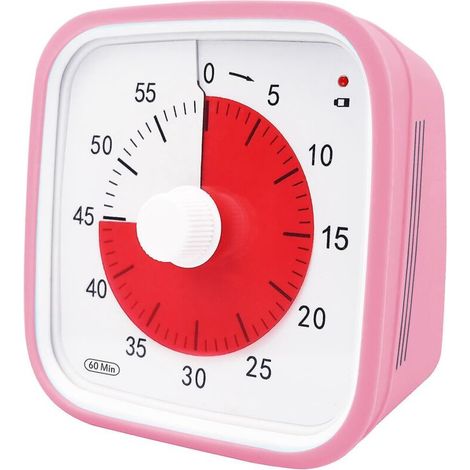 Übergroßer visueller Timer für Klassenzimmer, für Kinder und Erwachsene, robuste mechanische Küchenuhr, rosa (1/5)