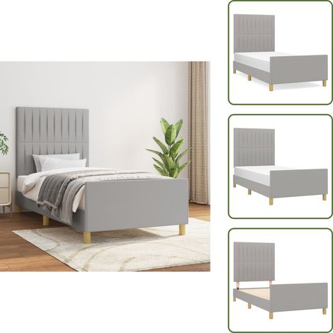 Cama con cabecero - vidaXL Estructura de cama sin colchón tela gris claro 90x200 cm - Cama gris claro