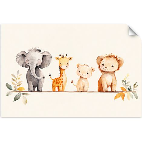 Selbstklebendes Poster – Wandsticker Blumen in einer braunen Holznische 120x80 cm