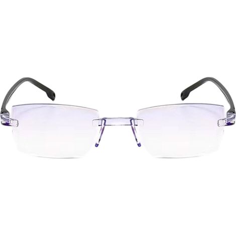 2 paires de lunettes presbyte anti-lumière bleue, zoom intelligent, monture sans contour diamantée, vision rapprochée et lointaine (1/5)