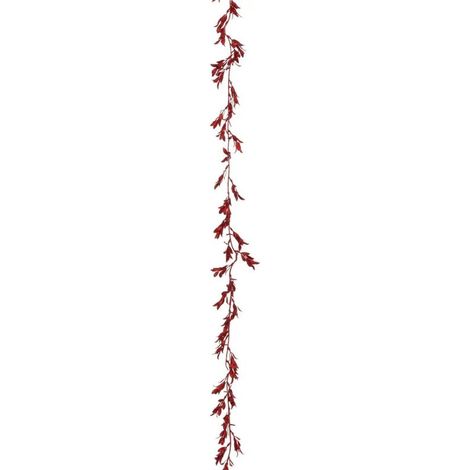 Paris Prix - Guirlande De Noël Déco feuilles 180cm Rouge (1/2)