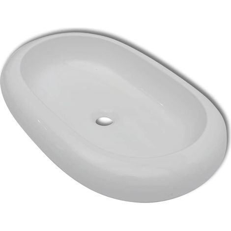 Maison Exclusive - Lavello Bianco in Ceramica di Lusso Ovale 63 x 42 cm (1/5)