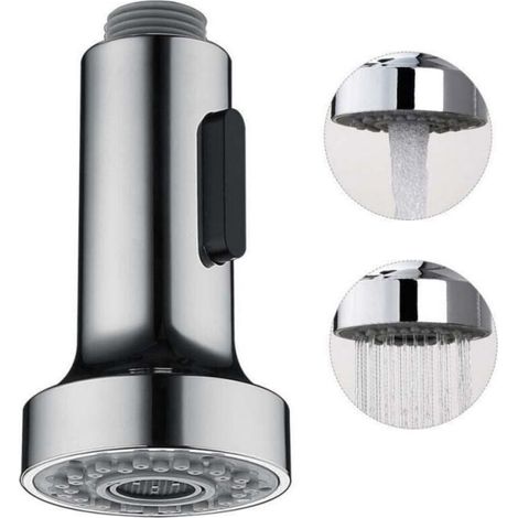 Douchette Pour Robinet Cuisine Douchette 2 Modes Tête Robinet Cuisine Douchette Remplacement Douchette Pour Rétractable Mitigeur Cuisine,Chromé,G1/2 (1/5)