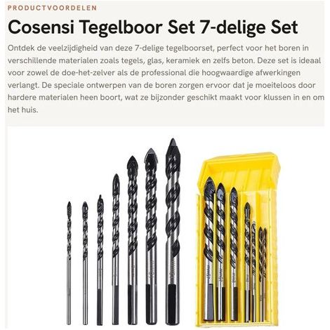 Dailygoods Fliesenbohrer-Set 7-teiliges Set für Fliesen und Glas Ideal für härtere Materialien Enthält verschiedene Größen Geeignet für Wände und (1/5)
