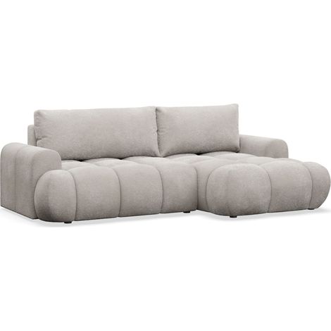 Selsey Ombo Mini - Ecksofa mit Schlaffunktion, Bettkasten und Bouclé-Bezug, Graubeige, rechts (1/5)