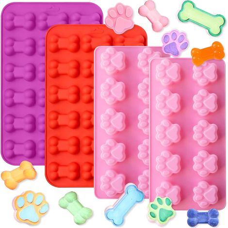 4 Pcs Non Stick Silicone Baking Mat for Home Dog Treats - Reusable Mould for Biscuits, Chocolate, Ice Cream, Candy (Pack of 4) (1/5)