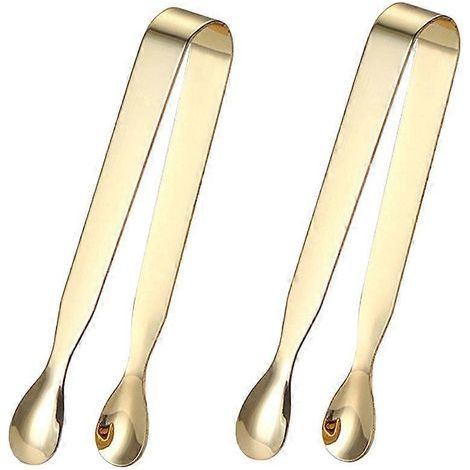 Set mit 2 Zuckerzangen/Eiswürfelzangen/Teebeutelzangen aus Edelstahl (gold) – 11 x 2,2 x 1,4 cm – Gold (1/3)