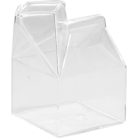 Transparente, hausförmige Glasbecher für Kaffee, Milch und Wasser, inklusive Ausgießer, Kartonbehälter, 2er-Set, 350 ml, niedliches Design (1/5)