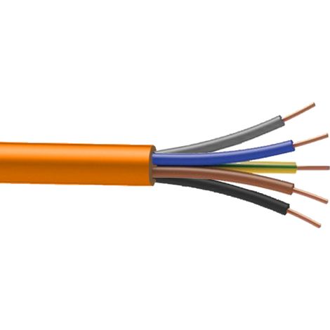 Bis-Electric – Câble électrique anti-feu 5G2.5mm² – 5 conducteurs – Longueur 10m minimum – Résistance au feu CR1 – Non propagateur de flamme C2