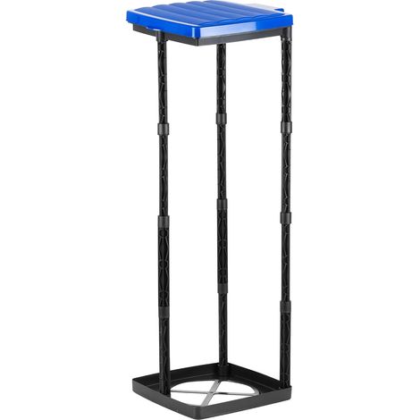 1x Porte-sac Poubelle - Support Sac Déchets - Couvercle Bleu - Hauteur Réglable 47cm-87cm - Pour Sacs 25-120 Litres - Extérieur Intérieur Camping (1/5)