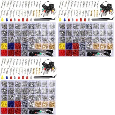 Adatto per 2850 pezzi X Kit di connettori a crimpare per autoveicoli, 1-3,5 mm, maschio e femmina, kit di strumenti per la rimozione di connettori per cavi.
