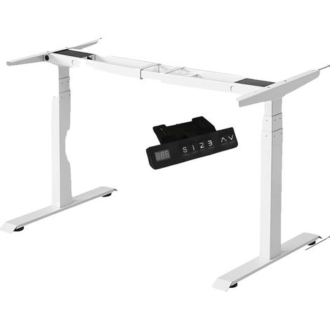 Bureau Réglable en Hauteur, Double Moteur, Design Ergonomique, Noir Trois Sections (1/5)