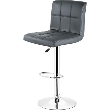 Tabourets de Bar Lot de 2 en Similicuir, Rotatif à 360 Dégrées Hauteur Réglable, Barre et Repose-Pieds Chromés, gris (1/5)