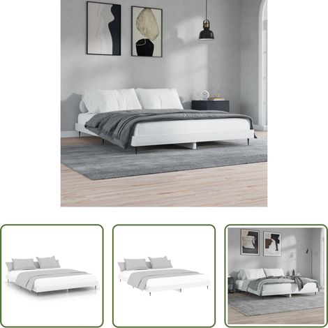 vidaXL Cadre de lit blanc brillant - Cadre de lit sans matelas blanc brillant 120x200 cm (1/5)