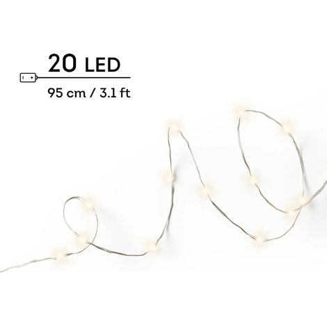Cadena micro LED a batería 95 cm luz blanca cálida interior (1/5)