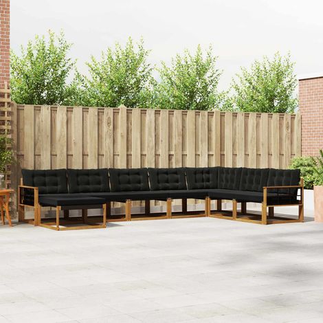 vidaXL Outdoor-Sofagarnitur mit Kissen 8 pcs Natürlich und Schwarz (1/5)