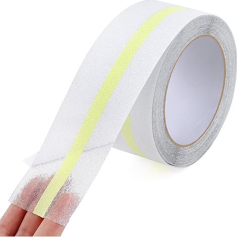 Ruban antidérapant pour escaliers, 5 cm x 10 m, ruban adhésif phosphorescent, transparent, pour usage intérieur/extérieur (1/5)