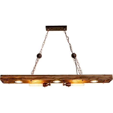 Suspension rétro en bois 220 V, lustre industriel, plafonnier rustique réglable, Luminaire (1/5)