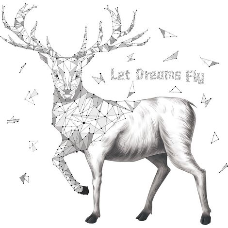 Stickers muraux géométriques Cerf (Dimensions : 105 cm x 102 cm) (1/5)