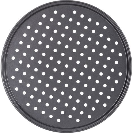 Set di 2 teglie per pizza rotonde perforate 1 x 32 cm cottura croccante design moderno in acciaio al carbonio grigio 130004890
