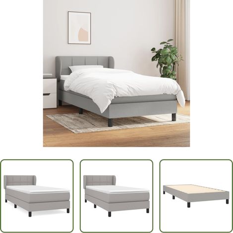vidaXL Stoffbett - Boxspringbett mit Matratze Hellgrau 90x200 cm Stoff (1/5)