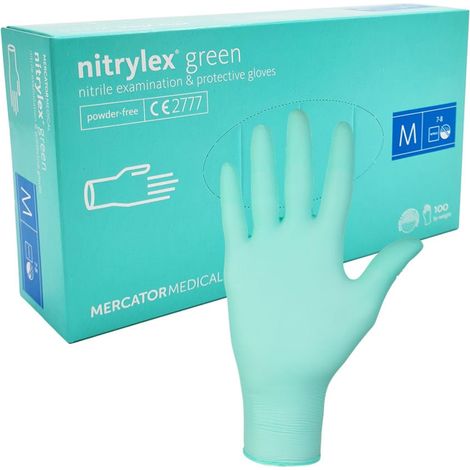 Guanti in nitrile M verde Mercator Nitrylex Green 100 pezzi (1/5)