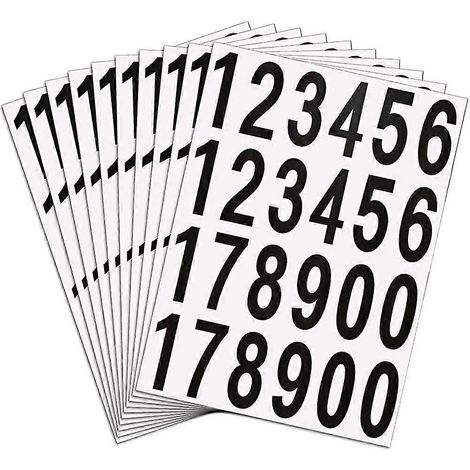 Numéros de porte (10 feuilles) - Autocollants en vinyle pour boîtes aux lettres (1/5)