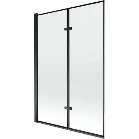 Pare-baignoire pivotant Silla, paroi de baignoire 120x150 cm en verre trempé, installation murale facile, design moderne, Noir
