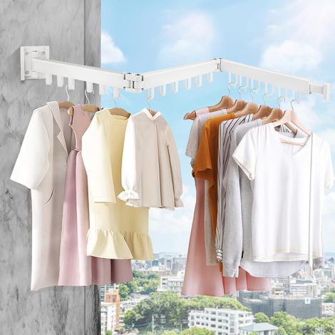 Extendible Wall-Mounted Clothes Airer 120 cm White (1/5)
