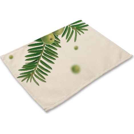 Tapis De Table Imprimé Plantes Vertes - Antidérapant Isolant Thermique - Pour Assiettes Bols Couverts - Lot De 1 (1/2)