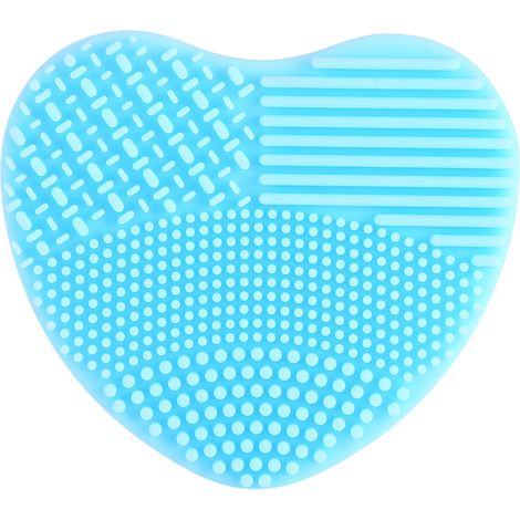 Plaque de nettoyage silicone bleue pour pinceaux maquillage, nettoie fond de teint et poudre, grattoir lavable et réutilisable (1/3)
