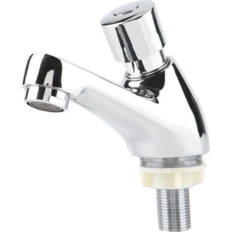 Öffentliche Küche, Badezimmer, verchromter Wasserhahn mit automatischer Schließung und Wassersparfunktion, Zeitverzögerung für Waschbecken und Spüle (1/5)
