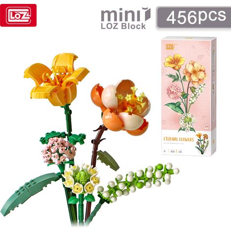 Décoration de bouquet en blocs de construction, composition florale, ABS multicolore intemporel [Décoration intérieure à faire soi-même]