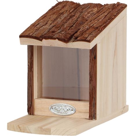 Esschert Design Eichhörnchenfutterhaus mit Rindendach aus 100 % FSC® Tannenholz