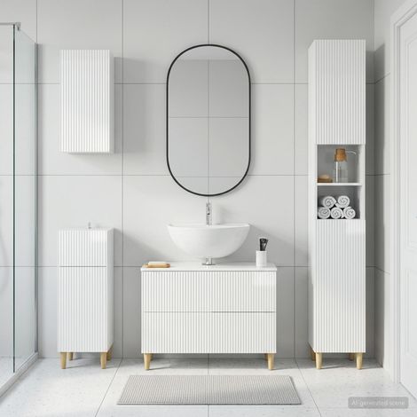 vidaXL Juego de armarios de baño de 4 piezas ARNHEM Blanco Brillante (1/5)
