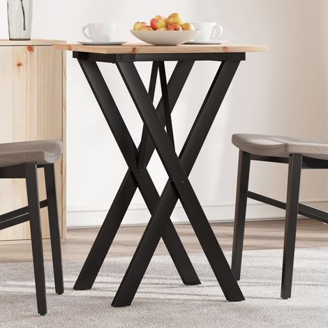 vidaXL Table à manger cadre en X 50x50x75 cm bois de pin massif acier