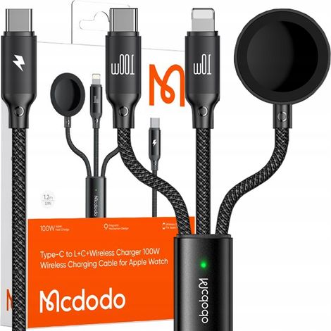 Chargeur inductif Mcdodo pour Apple Watch, câble 3 en 1 pour iPhone et MacBook, 100 W (1/5)