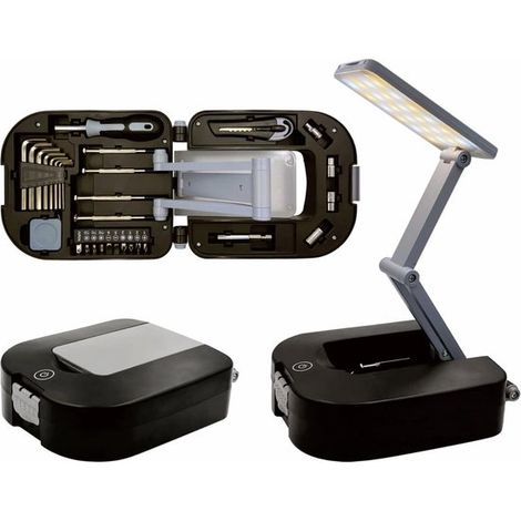 Lampada da scrivania a LED pieghevole, set di attrezzi multifunzionale fai-da-te con cacciaviti incorporati per riparazioni di emergenza in casa e all'aperto. (1/5)