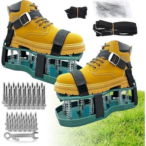 Chaussures à clous, aérateurs de pelouse pré-montés avec fermeture, scarificateur pour gazon et aérateur, pour aérer la pelouse (1/5)
