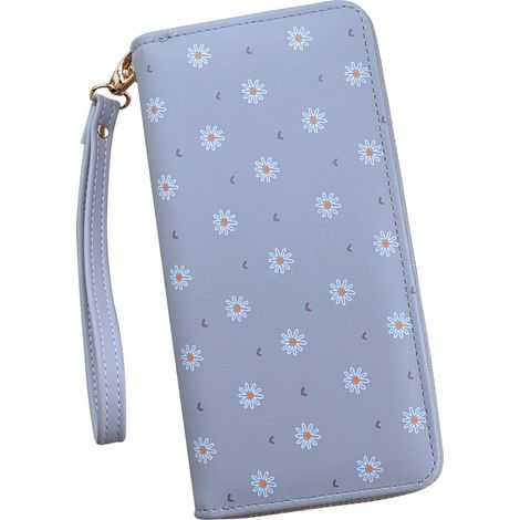 Portefeuille long en cuir PU avec plusieurs fentes pour cartes (gris),