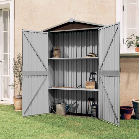 Abri de jardin Cabane de jardin - Marron 107,5x46x183 cm Acier galvanisé BV982674 - BonneVie (1/5)