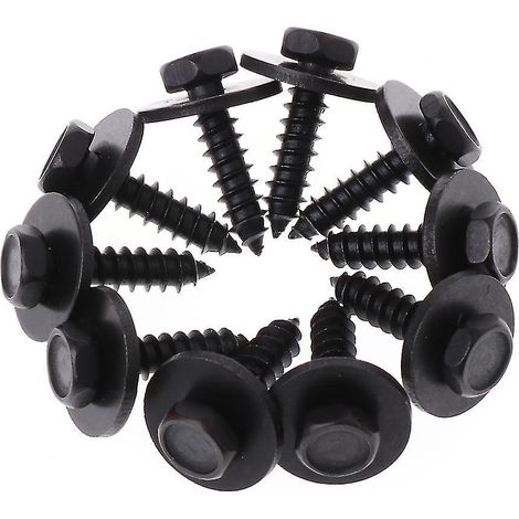 Lot de 10 vis autotaraudeuses 4,8 x 19 mm avec rondelle intégrée et tête hexagonale de 8 mm, noires. (1/4)