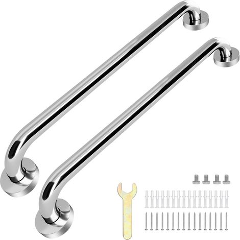 Barre de sécurité salle de bain - Lot de 2 - Acier inoxydable - Support robuste 225 kg - Douche et baignoire - 61 cm (1/5)