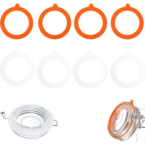 Joints en Silicone pour Bocaux,Lot de 8 Anneaux Réutilisables Étanches,Joints de Rechange Hermétiques pour Conserves et Couvercles à Pince (1/5)