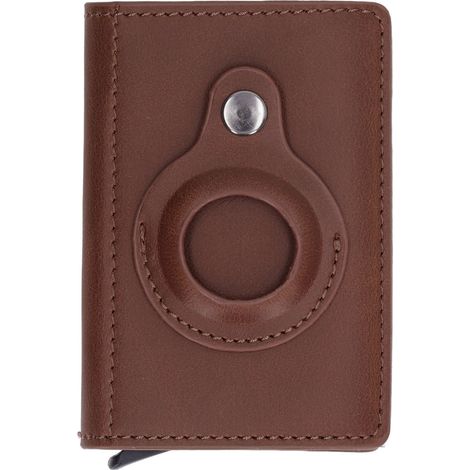 Porte-cartes anti-perte en alliage d'aluminium, étui à cartes RFID, coffre-fort anti-vol pour localisateur iOS, couleur café.